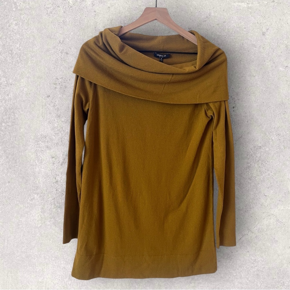 Lafayette 148 NY Wool Convertible Off-the-Shoulder Tea Tree Sweater Size M